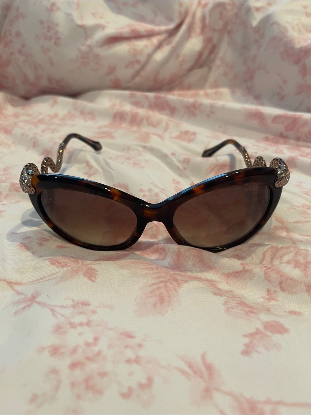 Vintage Roberto Cavalli Brown Tortoise Sunglasses with Gold Snakes Menkab - Picture 3 of 13